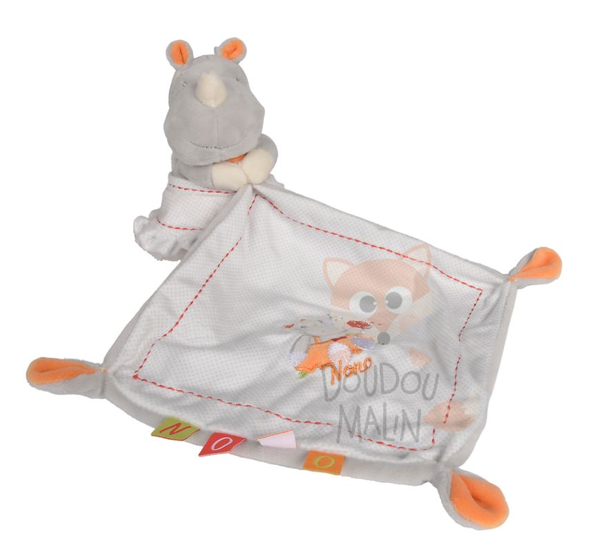  riri the rhino baby comforter grey orange 25 cm 